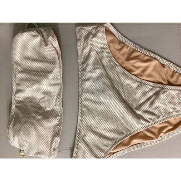 New. Nordstrom ivory & gold metallic thread bikini. Normally $119 - Picture 10 of 12